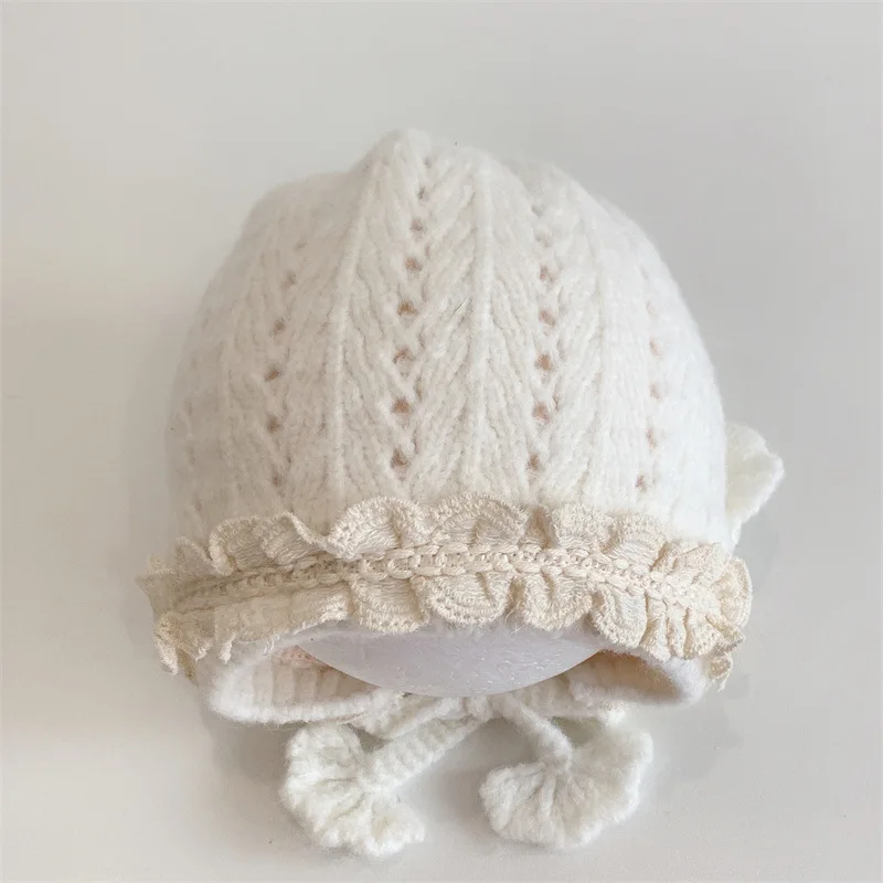 Knitting Nylon Baby Hat Adjustable Lace Boy Girl Beanie Cap For 3-24 Months Newborn Photography Props Bonnet Photo Accessories