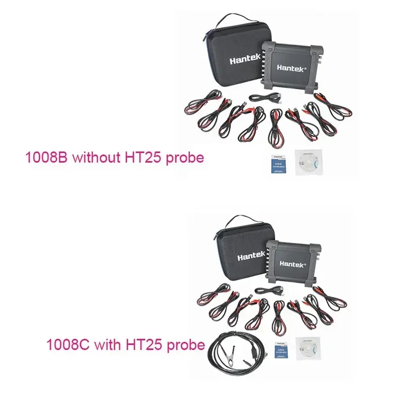 Hantek 1008c Automotive Oscilloscope/DAQ/Programmable Generator Handheld 8 Channels USB Oscilloscopes with Auto Ignition Probe