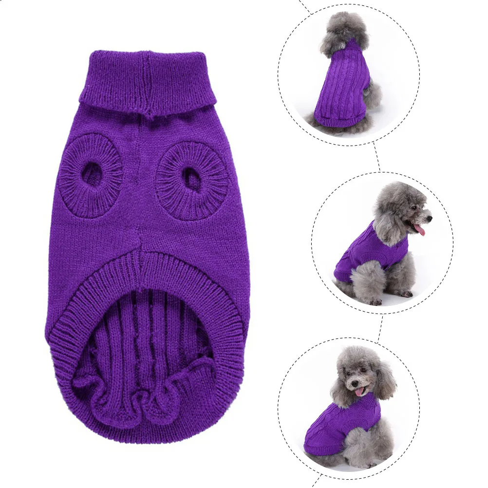 

1Pcs Dog Sweater Solid Color Warm Cozy Knitted Pullover Winter Puppy Pet Clothes Party Outfit Pet Costume Dog Funny Clothing