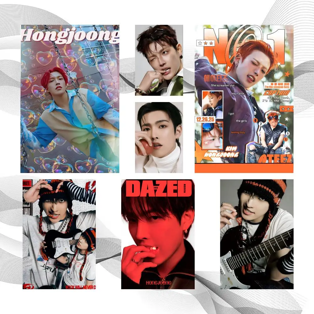 Group K-Pop ATEEZ Hongjoong Poster Peel And Stick Wall Art Self Adhesive PP Waterproof Wall Decor Living Room Bedroom Gift