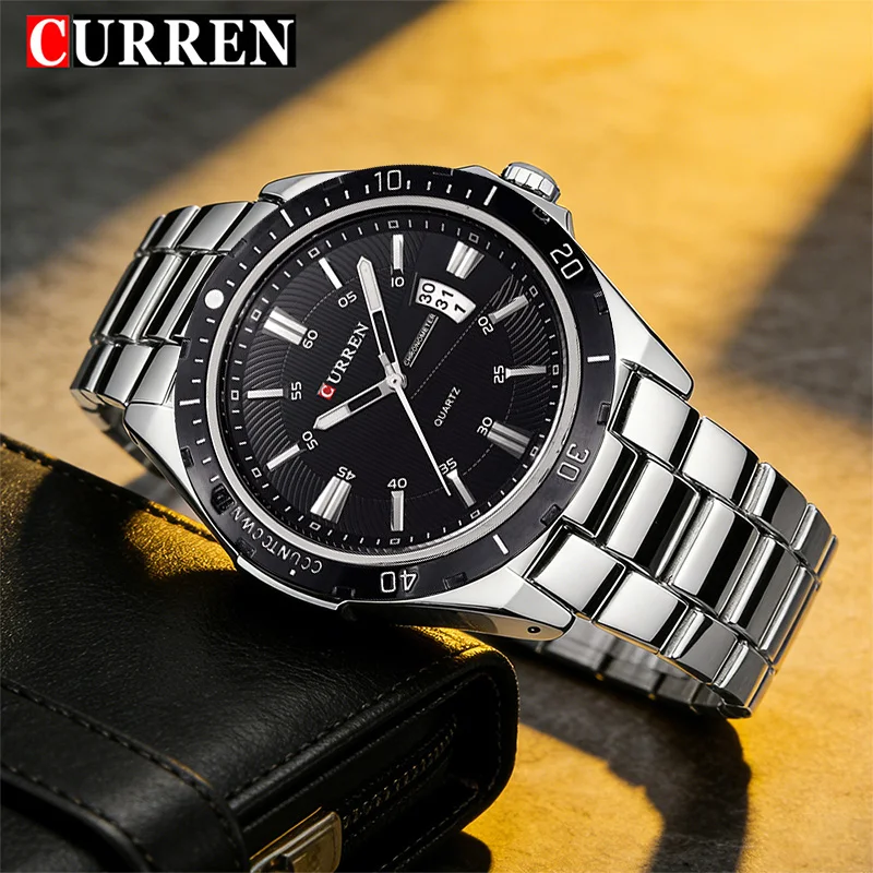 CURREN Sport Original Men Clock Quartz Date Week Luxury Man Wristwatch Waterproof Luminous Stainless Steel Men's Watches Reloj