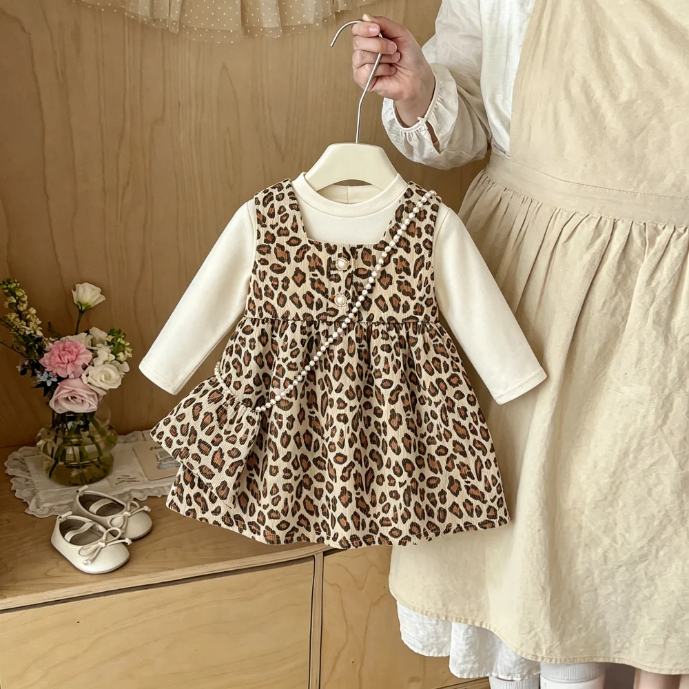

Girls' Dress Spring And Autumn Leopard Cute Long Sleeve Baby Girls' Dress Sweet Princess Children's Dress Baby Girl Clothes