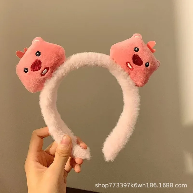 Sanrio Pink Plush Loopy Hair Band Air Tie Small Beaver Hair Clip Face Wash Headband Wrist Strap Grab Clip Woman Hair Accessories