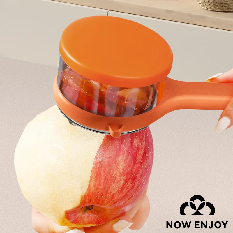 Peeler with storage box, fruit and vegetable peeler, double-sided stainless steel multi-functional peeler, suitable for kitchen