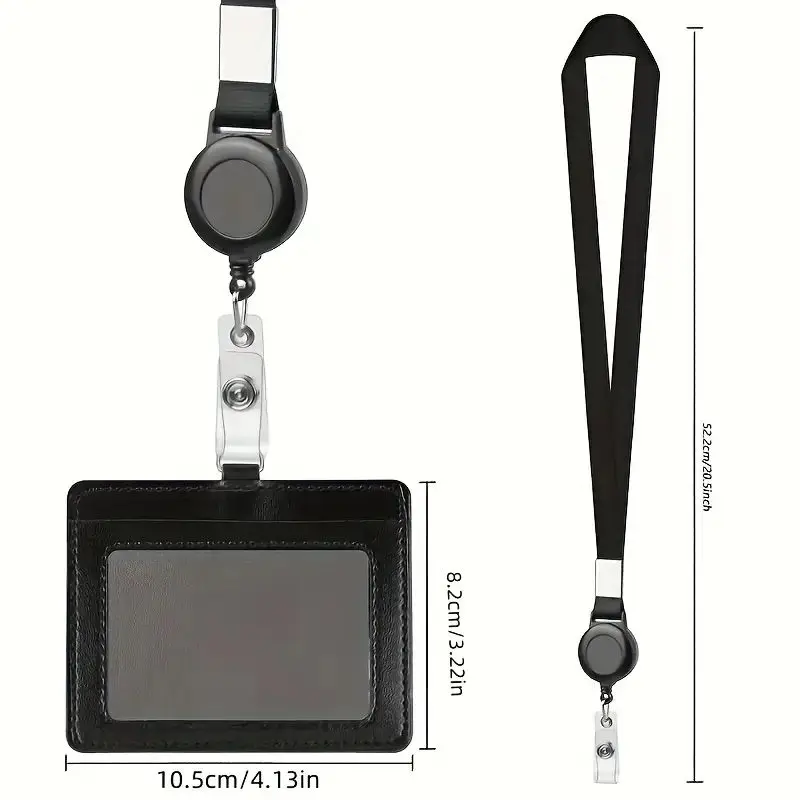 Factory Access Card Holder with Extendable Buckle; 1 Work ID Card Holder with Hanging Rope and Zipper