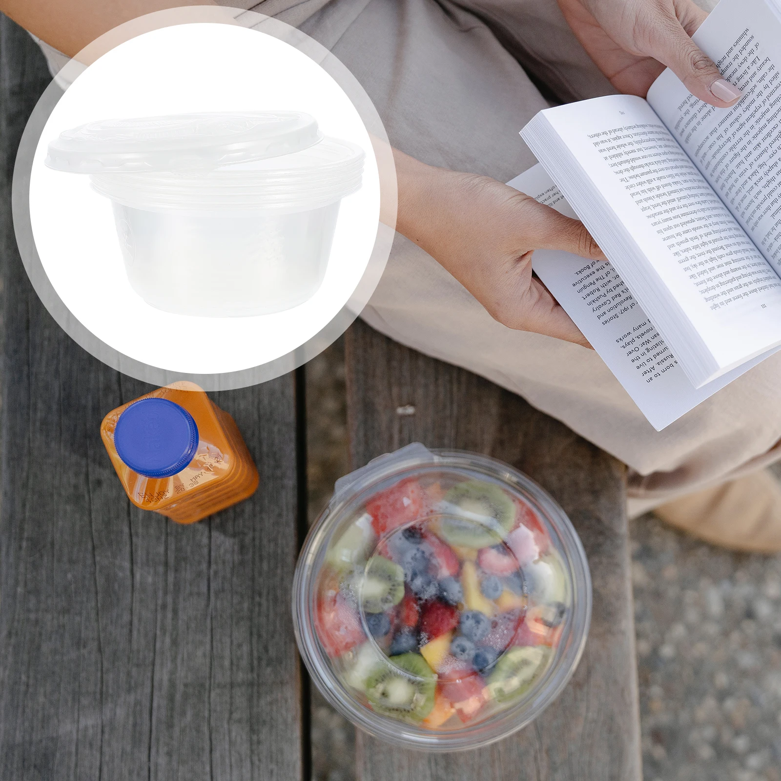 

50 Pcs Plastic Bowl Food Containers with Lids Takeaway Bowls Transparent Pp Dessert Holder