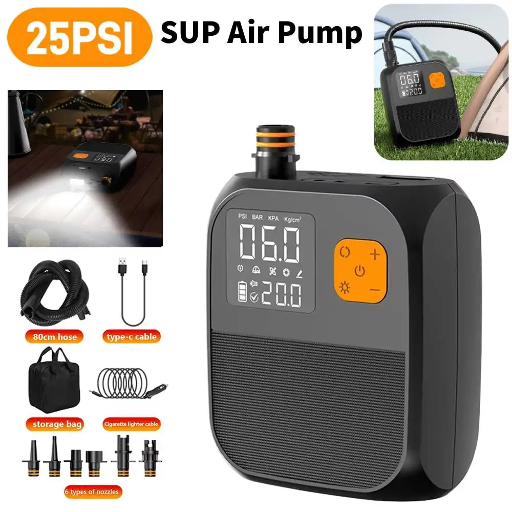 SUP Air Pump Rechargeable Electric Paddle Board Pump 25PSI SUP Pump for Inflatable Stand Up Paddle Board Kayaks Boats