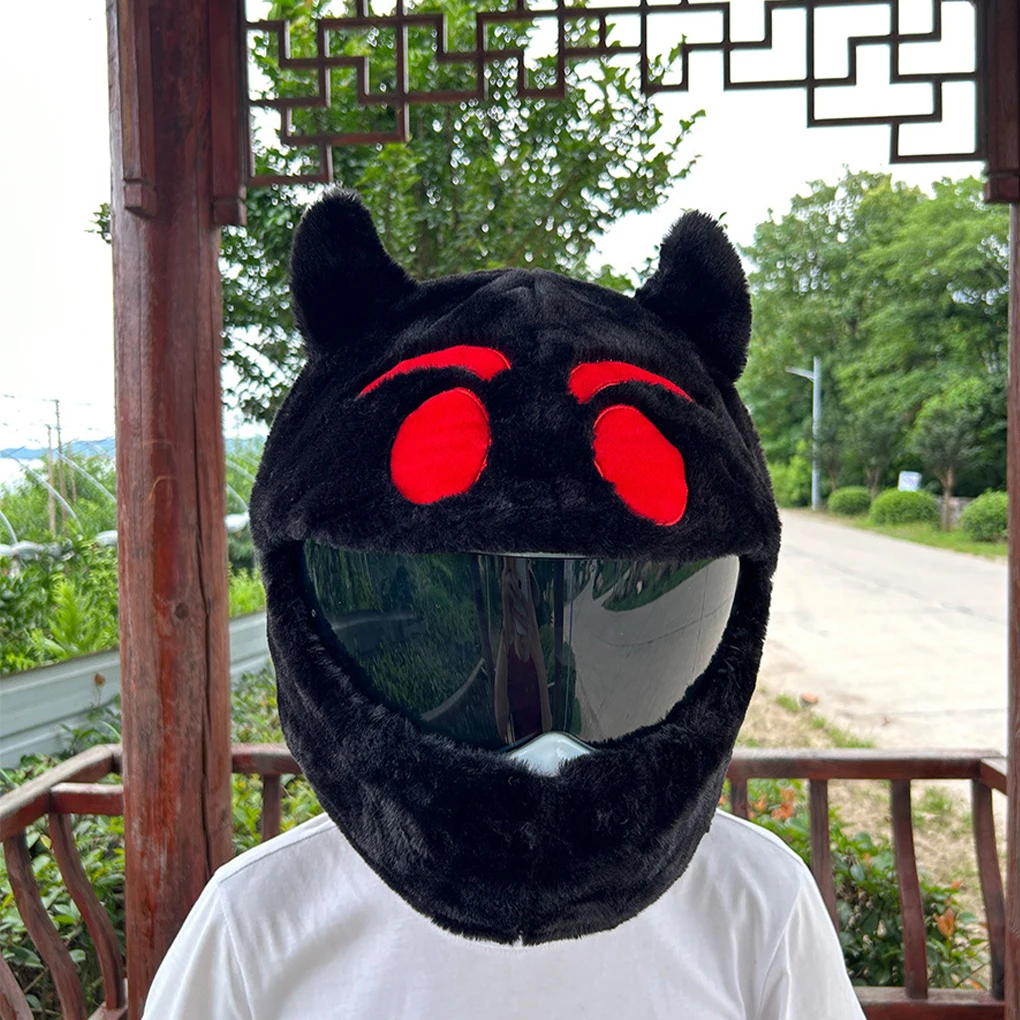 خوذات الدراجات النارية المضحكة ذات الرسوم المتحركة القطيفة، أغطية خوذات الدراجات النارية الواقية، أغطية الوجه الكامل لحفلات الخوذات الإبداعية #2