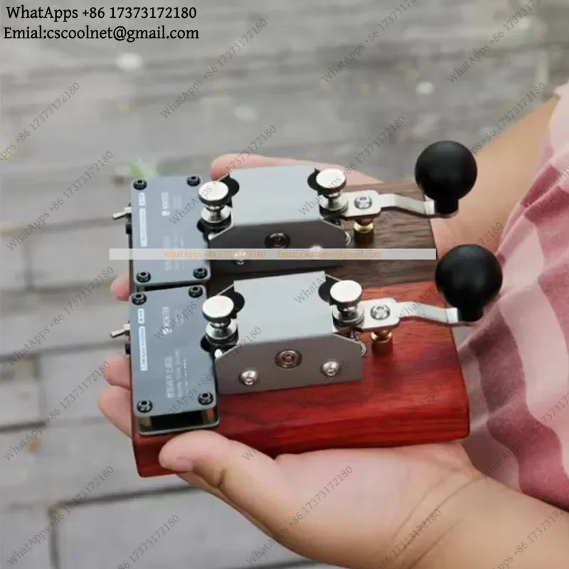 JS02 Vintage Manual Telegraph Key for Morse Code Training with Sound & Light Feedback Straight Key for Radio Communication