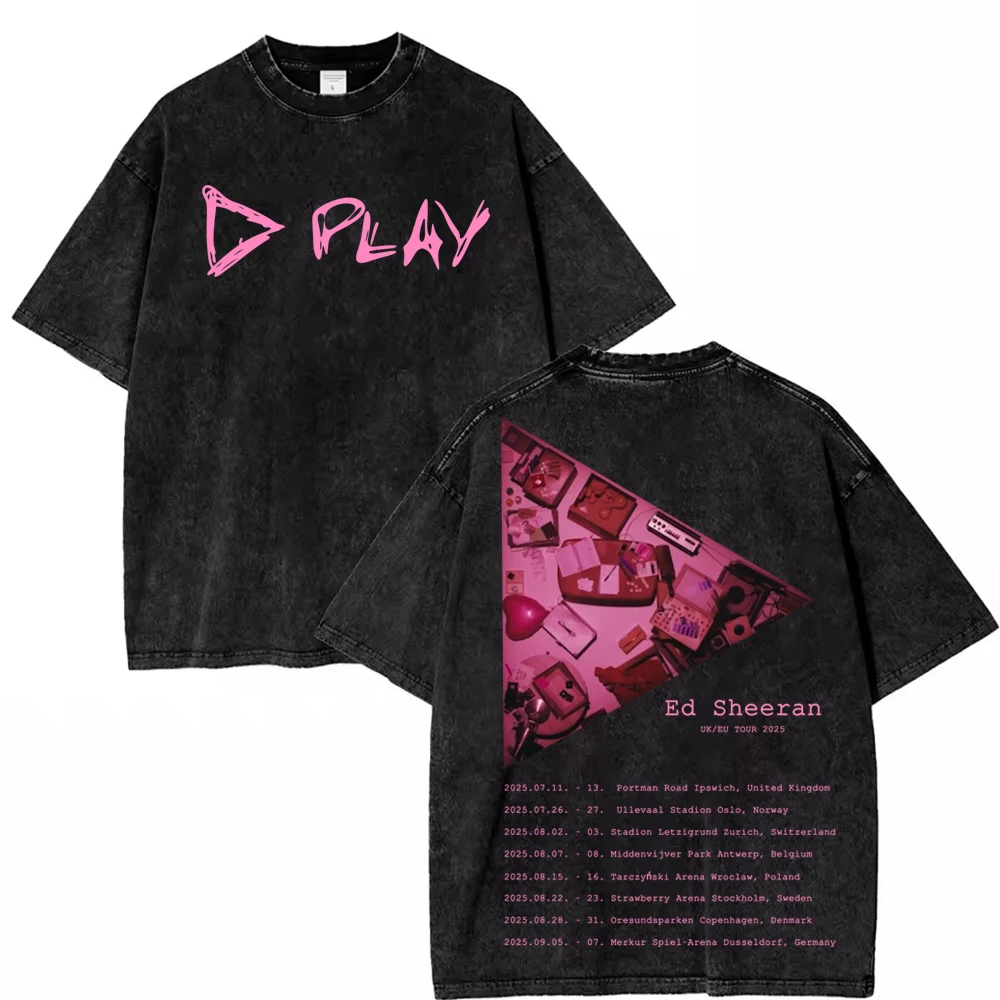 قميص Play Azisam Ed Sheeran UK/EU Tour Merch للفتيات من القطن تي شيرت صيفي