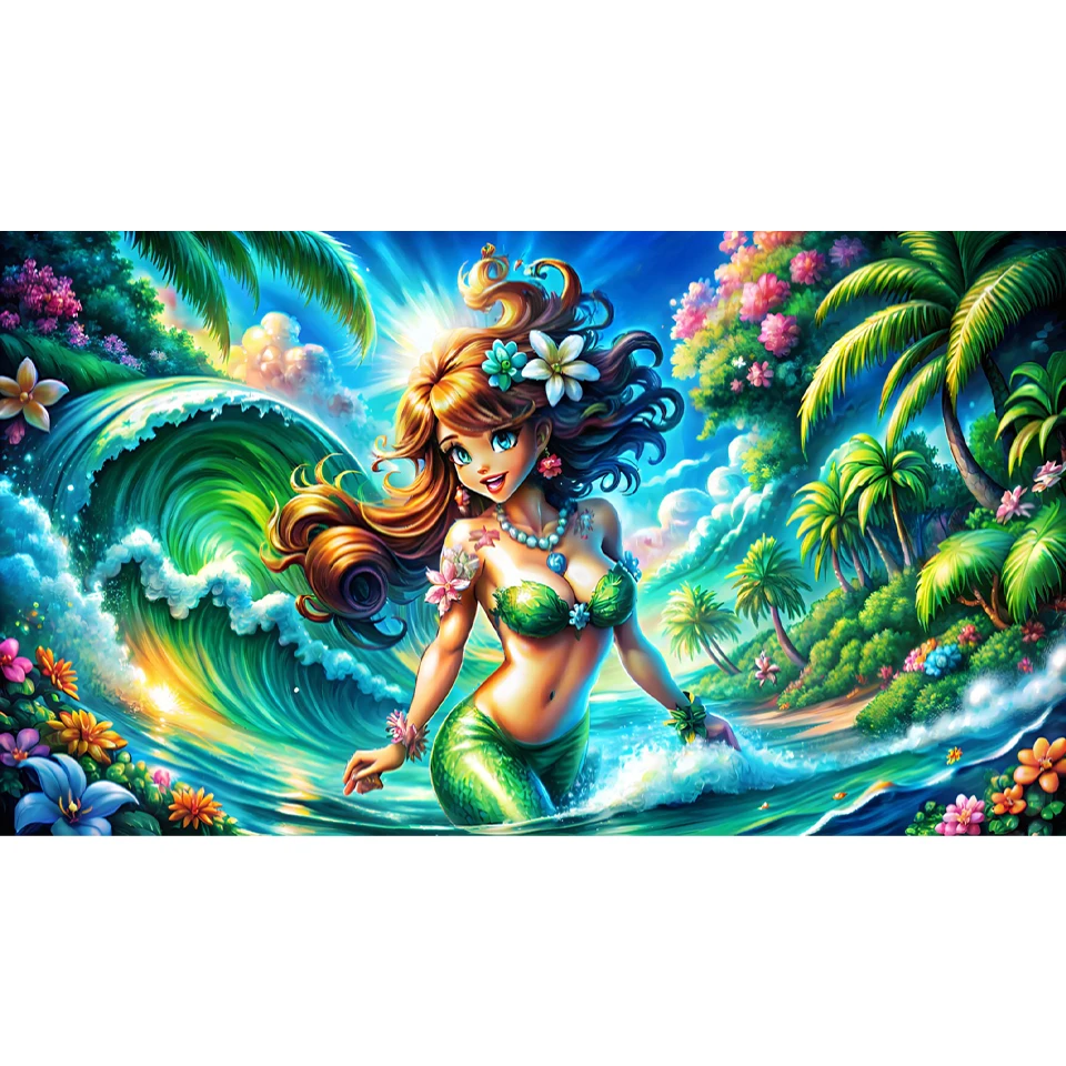 

New 2025 Diamond Cartoon Full Circle Square Diamond Sea Landscape Mermaid 5D Mosaic DIY Embroidery Home Decoration Gift