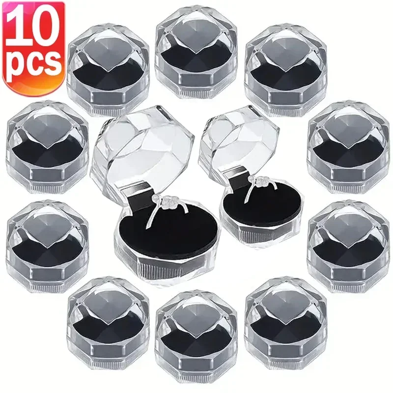 

1-10PCS Clear Acrylic Crystal Ring Boxes Storage Display Box Storage Organizer Case Clear Package Box for Jewelry Packaging