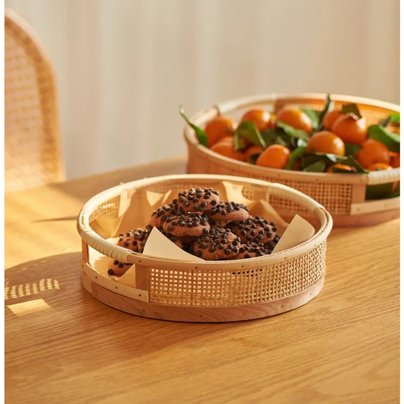 Natural Indonesian White Vine Fruit Plate,Living Room,Tea Table,Snack Tray,Handwoven Storage Basket,Multifunctional Bread Basket