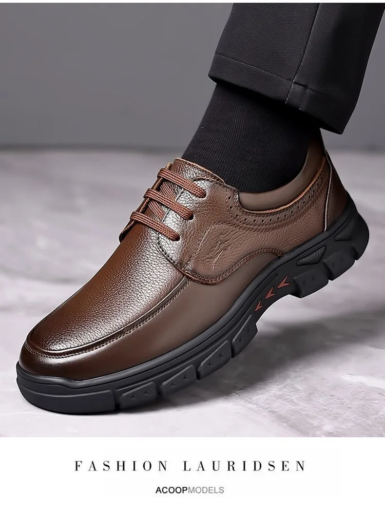 Zapatos Casuales de Cuero para Hombre, Suela Suave Antideslizante, Resistentes al Desgaste, Zapatos Formales de Negocios, Zapatos de Moda para Papá, Cómodos y Transpirables