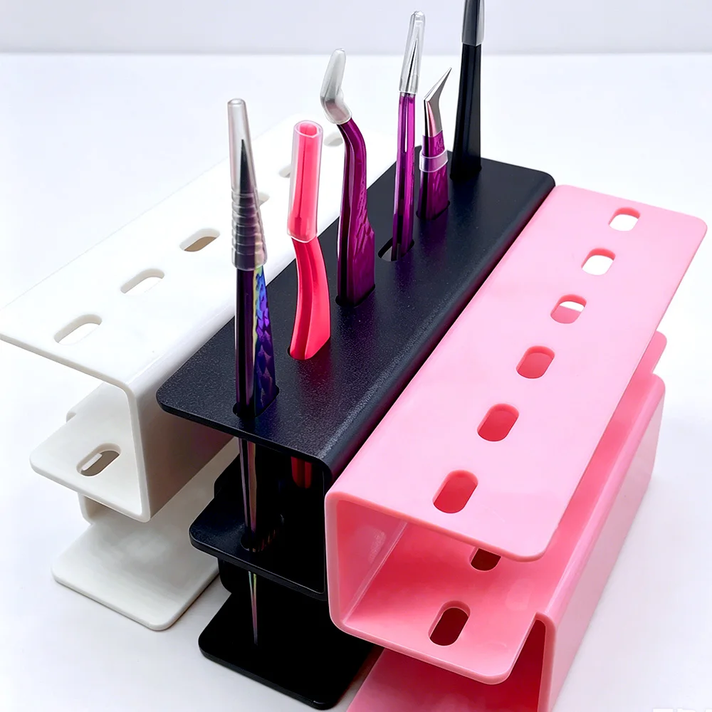 Support de rangement pour pinces à cils, 6 trous, en acrylique, pour pinces à ongles, extensions de cils, outils de maquillage, 1 pièce