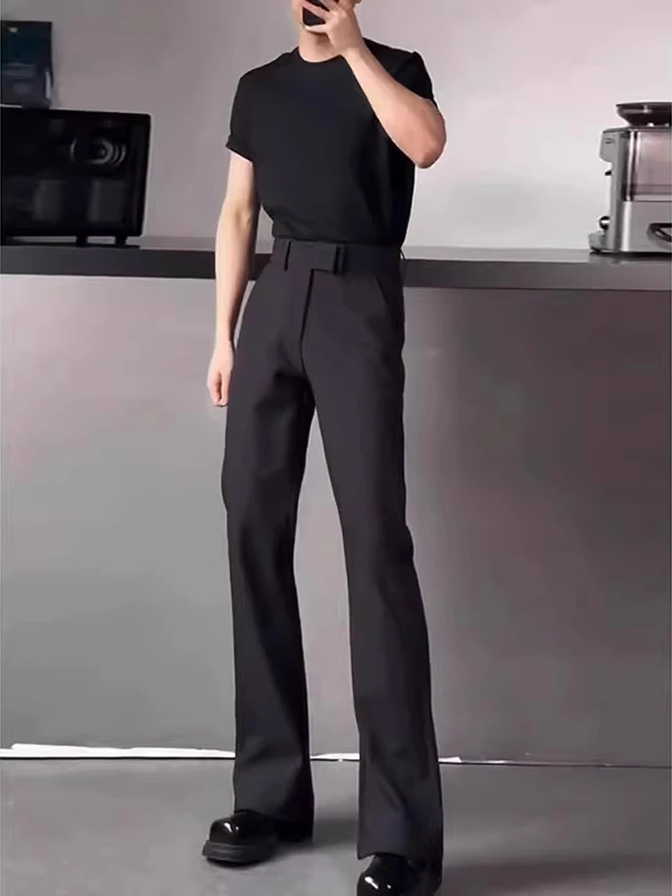

Bla Slim Fit Ice Silk Men's West Pants Summer Set Drapey High Waist Suit Pants Faionable Casual Straight Leg Trousers