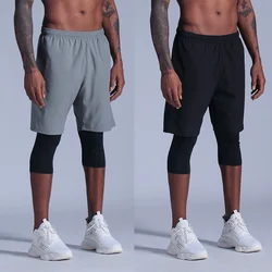 2 in 1 Compression Pants Mens basketball shorts Leggings sport Running Shorts High Elastic Dry Fit Training Tights Jogging Pants