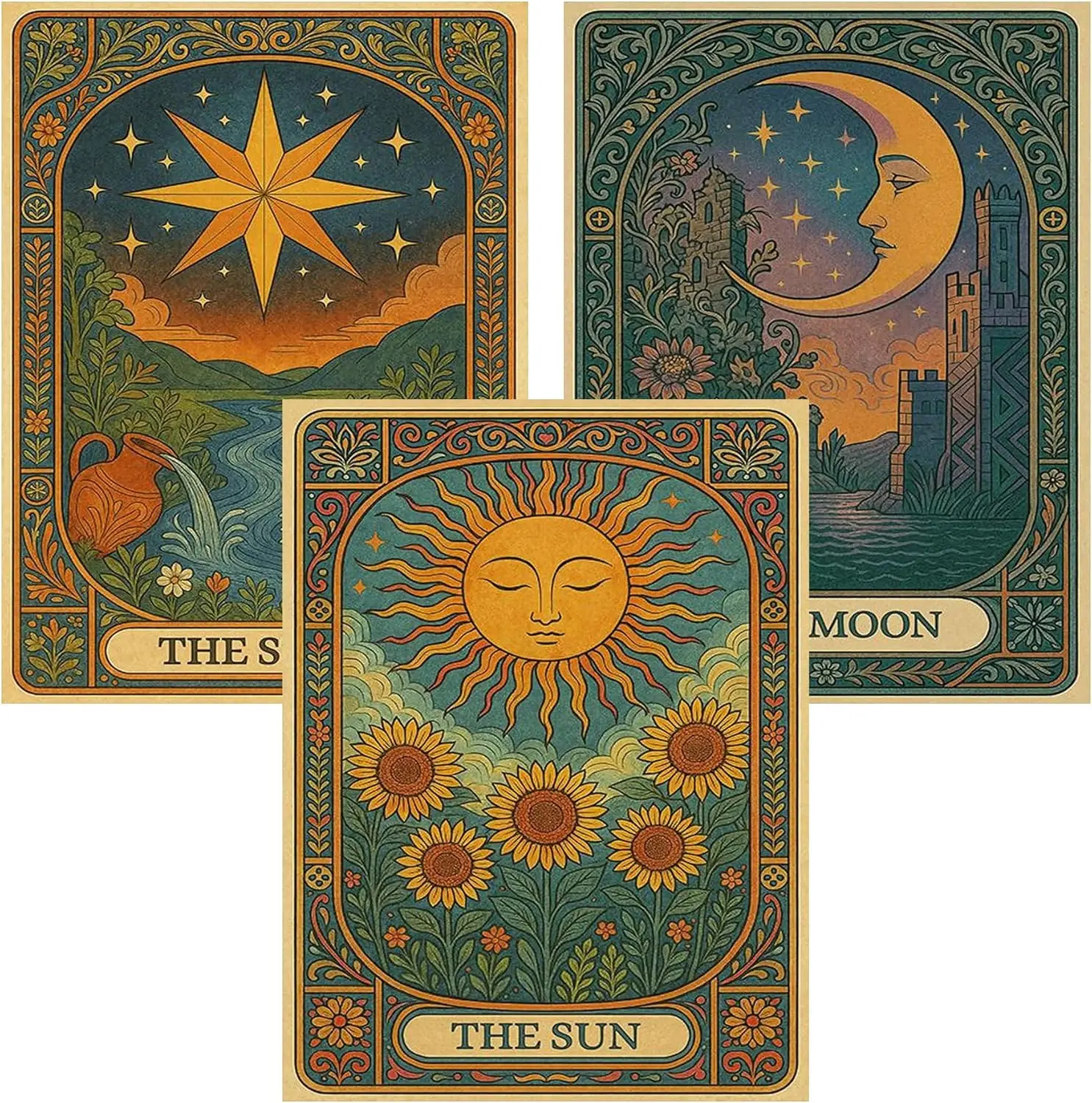 

Axquilon 3 Pack Tarot Diamond Art Kits for Adults, Tarot Diamond Painting Kits for Adults Beginner, DIY 5D Full Drill Gem Art fo