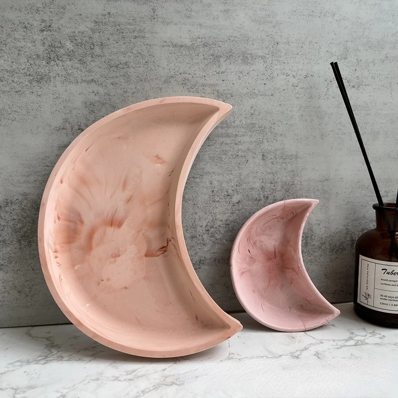 Moon แม่พิมพ์ซิลิโคนถาดกล่องเก็บยิปซั่มเรซินแม่พิมพ์ DIY Shell กล่องเครื่องประดับแม่พิมพ์ซิลิโคน Home Craft เครื่องประดับ