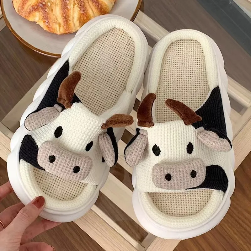 

Smile New Linen Slippers For Women Non-slip EVA Sole Light Home Slides Soft Sole Indoor Slides Leisure Platform Women's Slippers