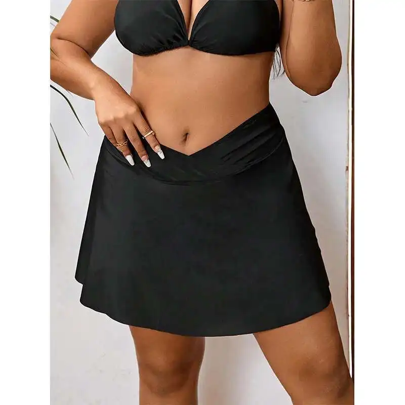 

Цветной однотонный купальник больших размеров с разрезом, женский сексуальный комплект бикини из трех предметов, новый однопозиционный фартук, купальник, женский повседневный Y2k