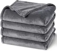 Manta de Felpa Gris Ligera para Cama, Sofá, Noche de Cine, Camping y Viajes - Microplush Ultra Suave y Cálida