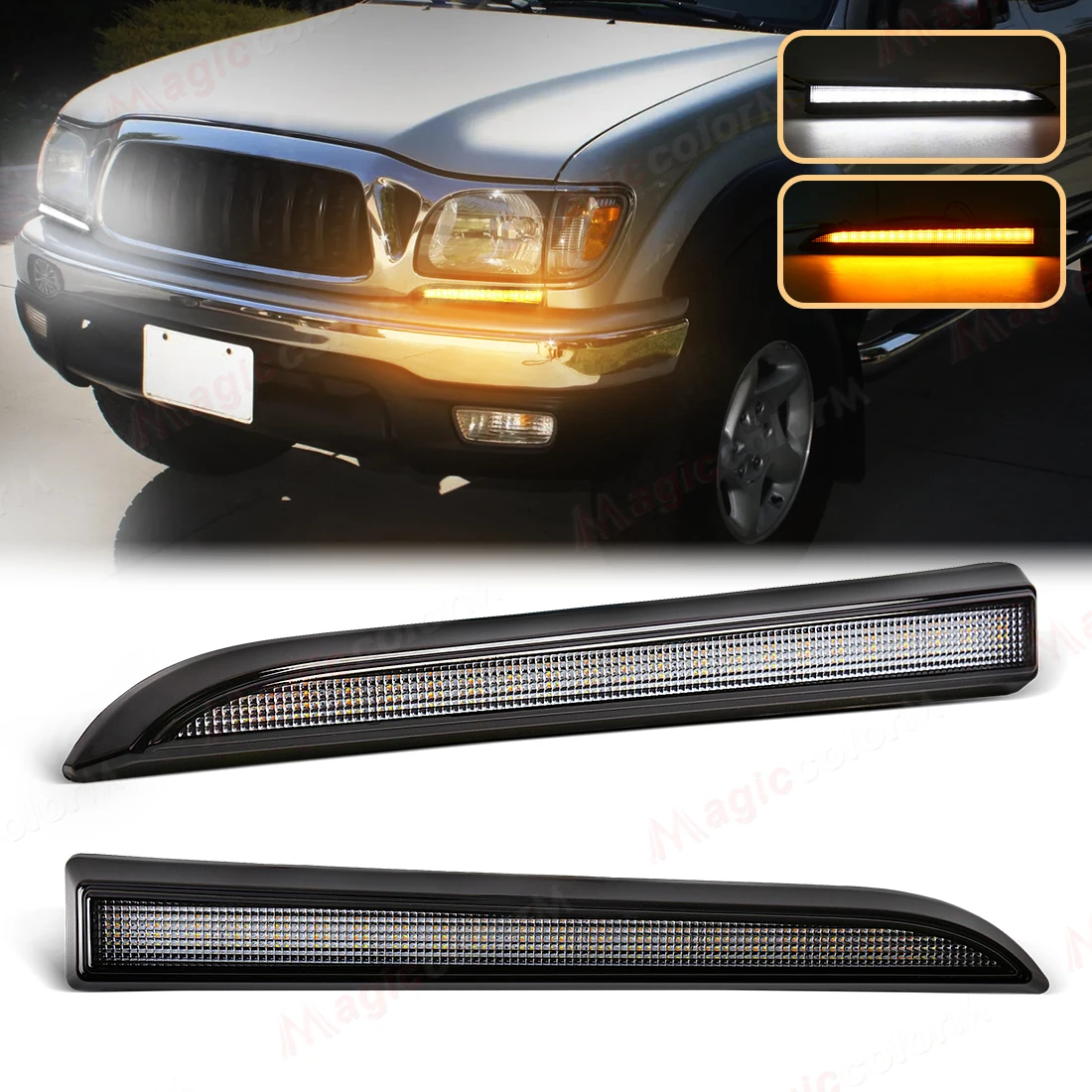 LED DRL For Toyota Tacoma 2001 2002 2003 2004 Daytime Running Lights Start up Animation Dynamic Turn Signal Lamps White Yellow