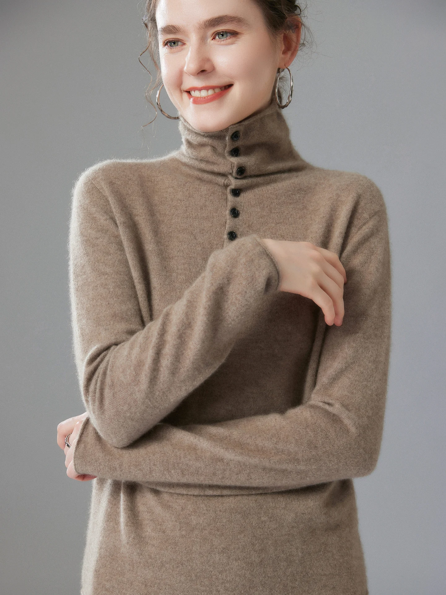 

Thickened Pure Cashmere Pullover Sweater Women New Autumn Winter Soild Turtle Neck Pile Collar Knitted Inner High-end Versatile