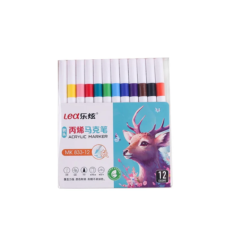 Imagem -05 - Waterproof Acrílico Caneta Marcador Soft Cerdas Pen Dica Faça Você Mesmo Pintados à Mão Cerâmica Graffiti Pintura 12 24 36 48 60 Cores