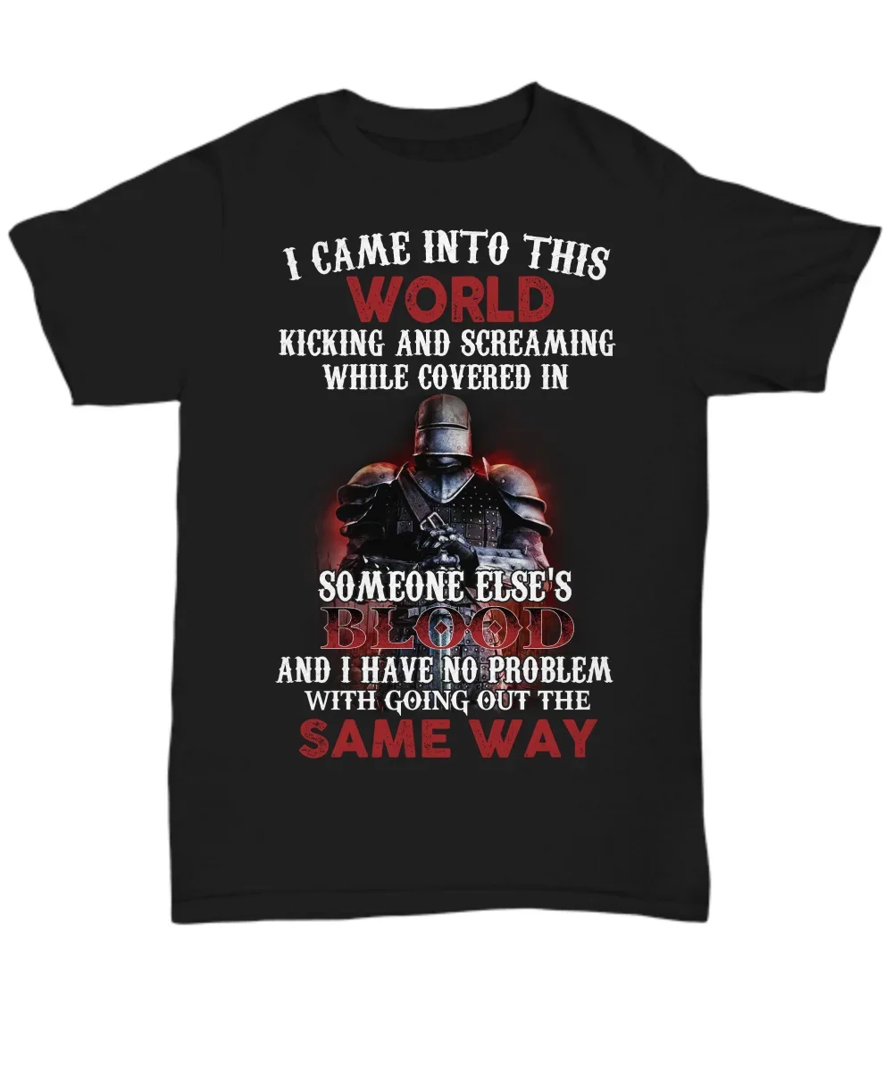 

Knight Templar T-Shirt For Men Christian Warrior Of God Tee Gift Came Into World