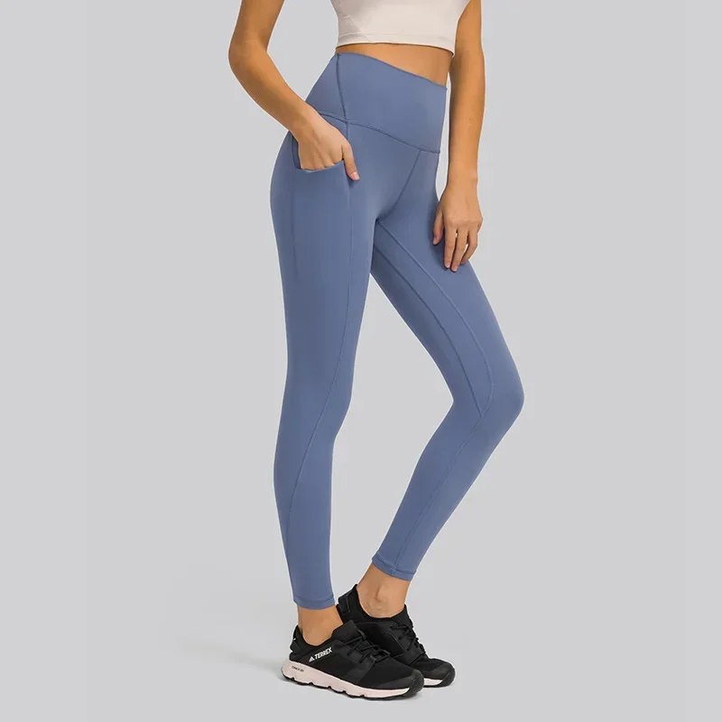 Side Pockets Women Yoga Leggings Full Length High Waisted Buttery Soft Yoga Pant 28 Inch Inseam