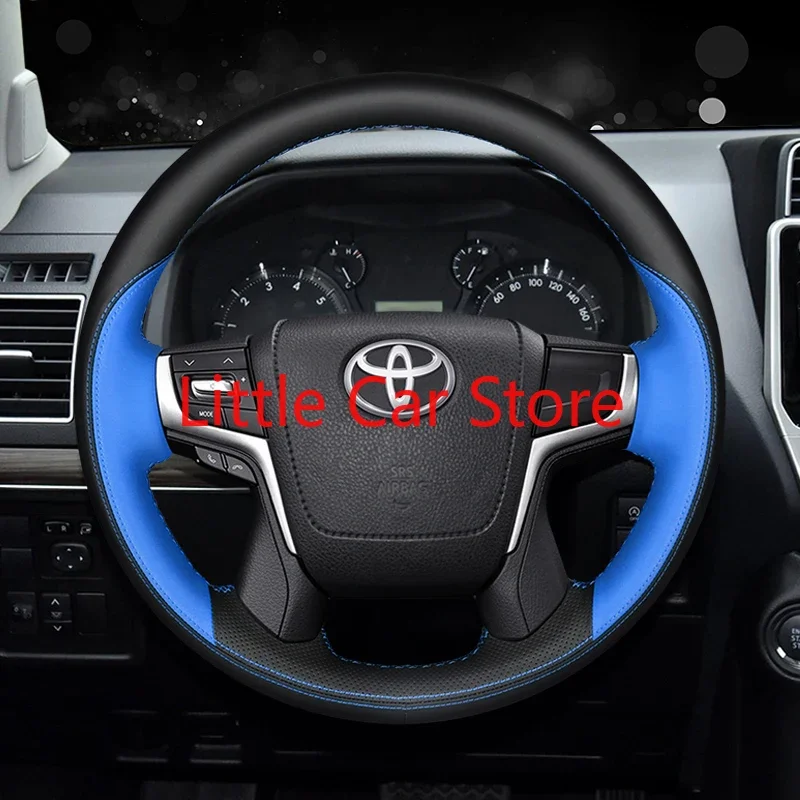 For Toyota Alphard Vellfire 15-21 DIY Sew Hand Top Red Black Leather Steering Wheel Cover Car Interior Accessories