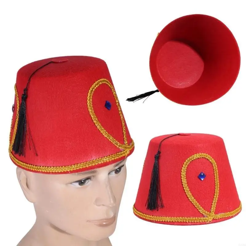 Fez Hat Moroccan Themed Hat Unique Turkish and Moroccan Headpiece 6XDA