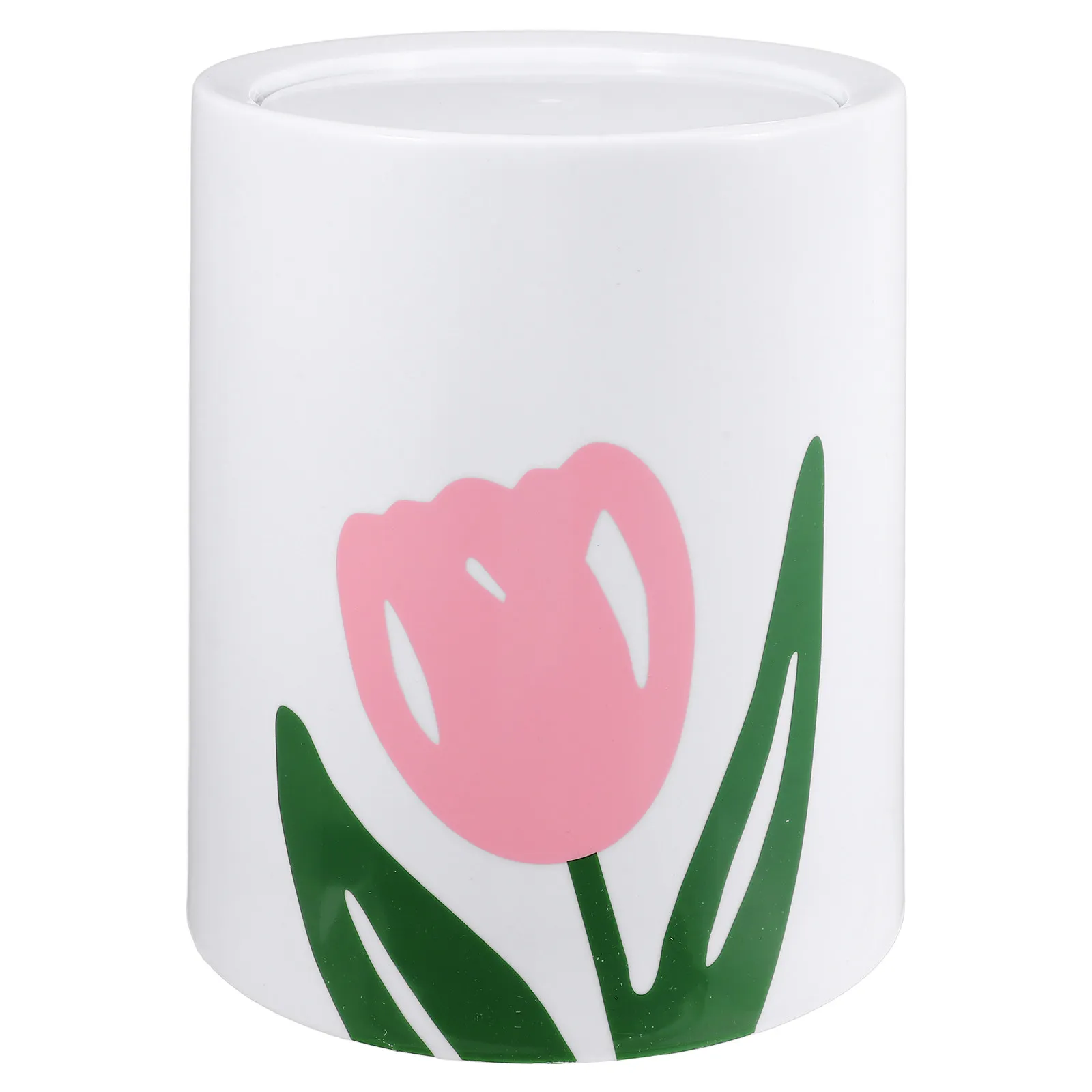 Elegant Tulip Design 8L Kitchen Trash Can Multifunctional Decorative Waste Bin for Home Bathroom Bedroom Living Room Small