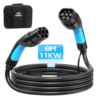 電気自動車充電ケーブルEVDANCE-EV,メス-オスプラグ,IEC62196-2アダプター,3相,16A,充電ステーション,11kW,8m