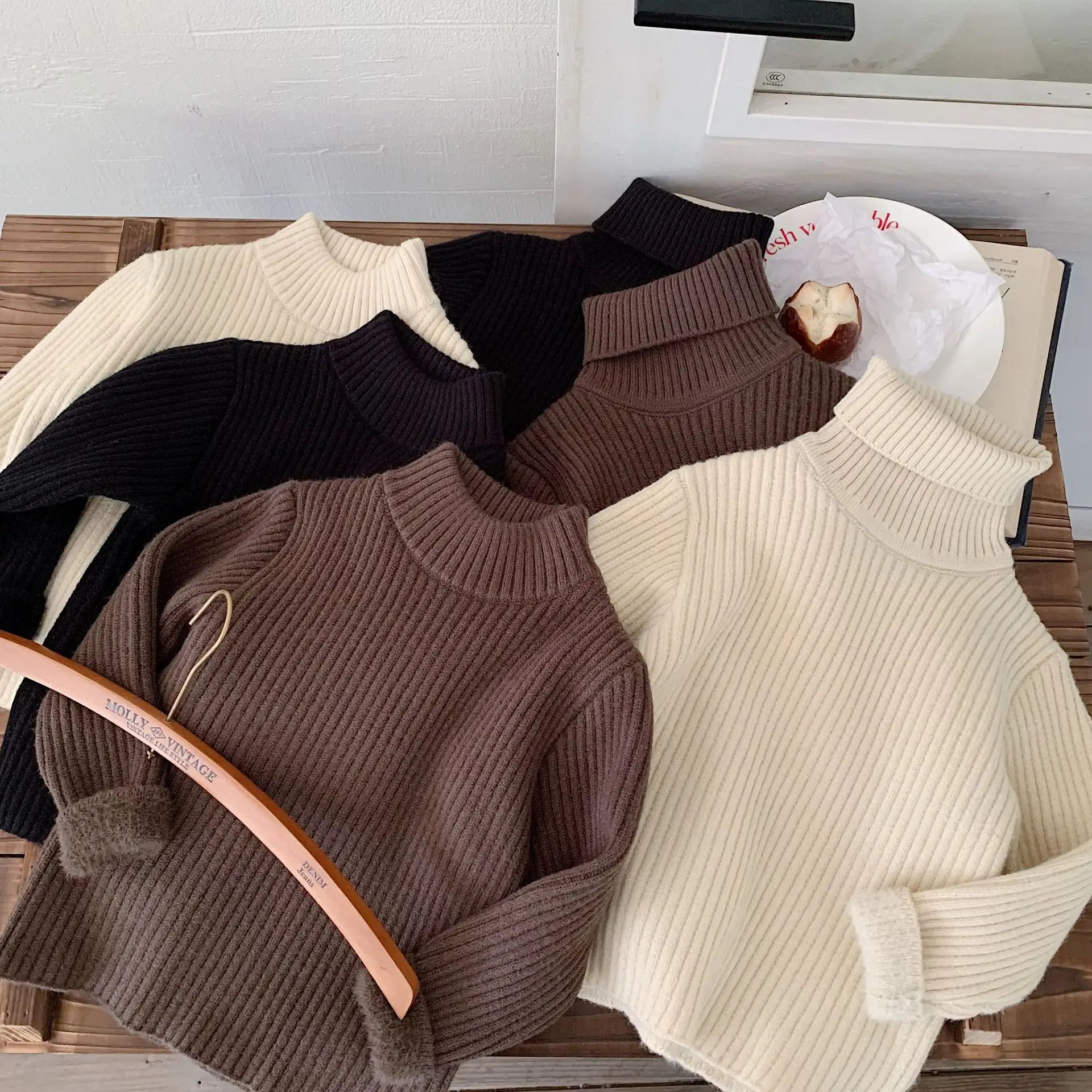 

Winter Clothes Children 3-9Y Boy Sweater Solid Color Knited Kids Baby Boy Pullovers Turtleneck Warm Thicken Toddler Boy Knitwear