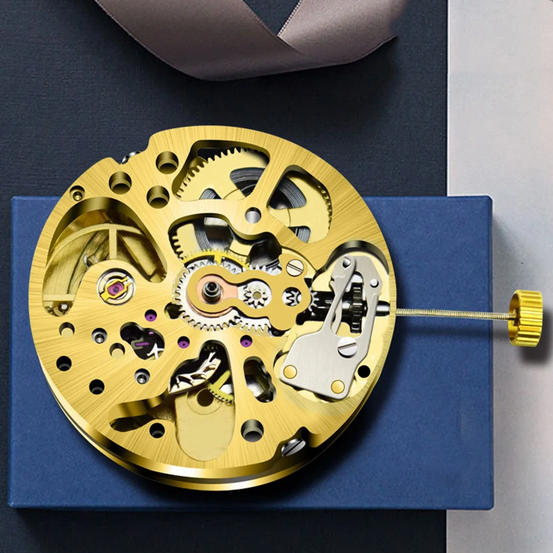 AEE4-Gold Skeleton 2004 Movement Ordinary Pendulum Adjustment Radiation Pattern Fully Automatic Watch Movement