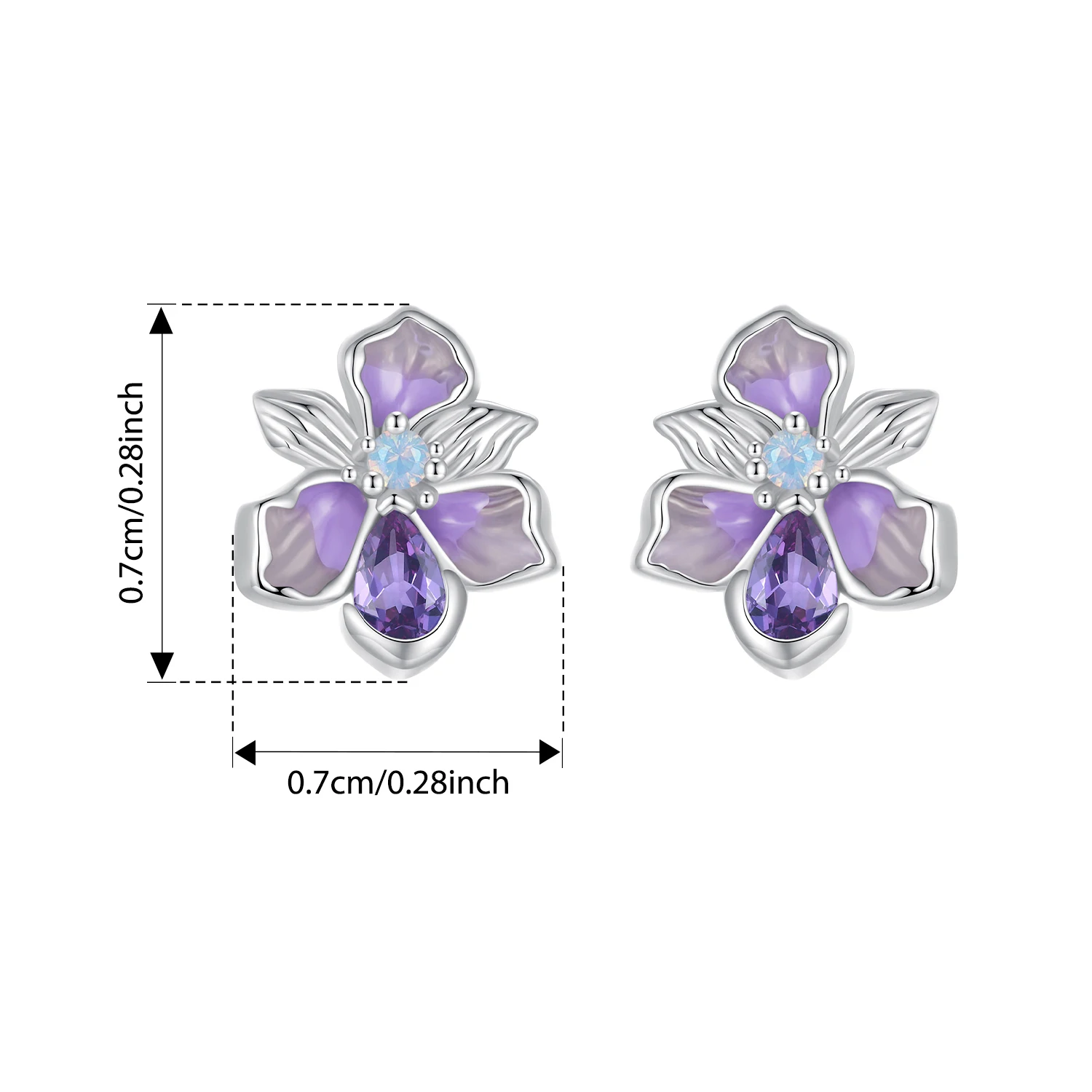 Women's Gold Plated Iris Flower Opal Stud Earrings, Birthday Gift