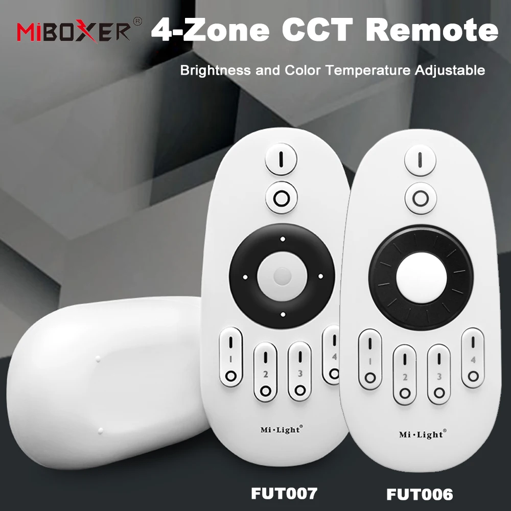 Miboxer FUT006 FUT007 2.4GHz 4 Zone Rotating Wheel/Button Remote Touch RF Wireless CCT Remote Control LED Strip Controller