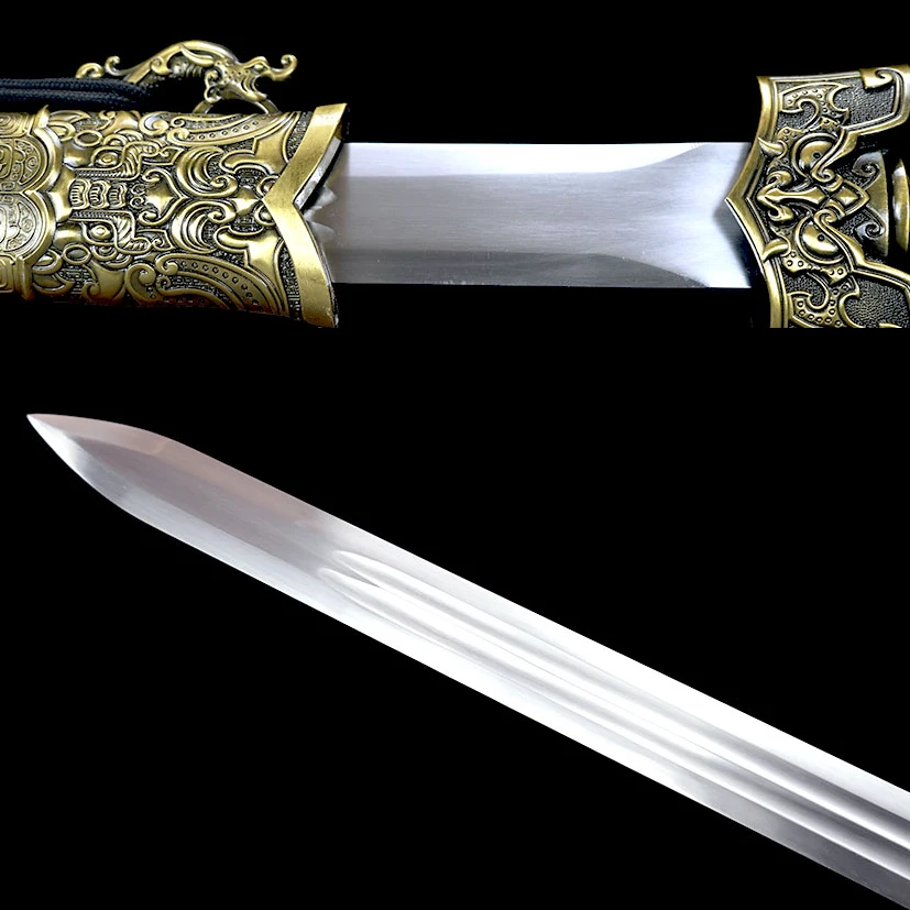 

105cm Black Iron Battle Sword Medieval katana Battle Preparation full tang Stainless Steel Edge Cutting Ninja True Steel Kung Fu