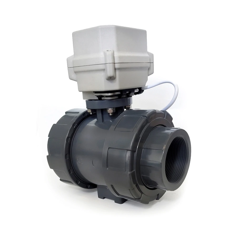 DN50 UPVC Electric Ball Valve True Union DC12V/24V AC24V Automatic for Pool Water Supply System