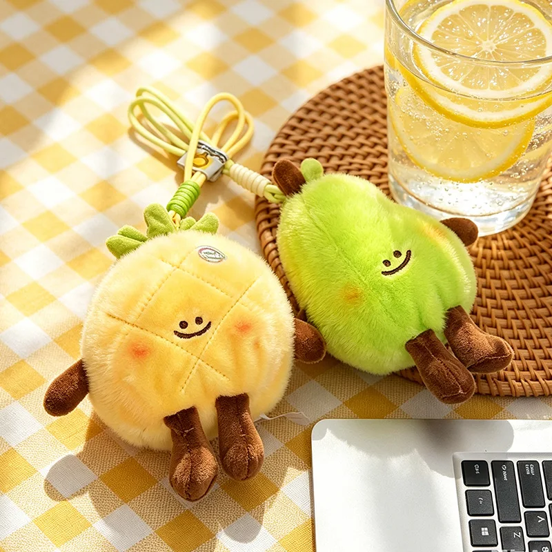 18CM Plush Fruit Doll Pendant Pear Peach Orange Eggplant Watermelon Pineapple Soft Mini Toy Birthday Gift Kids Bag Hanging Decor