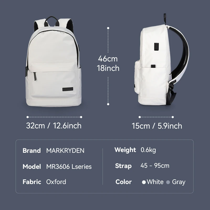 Mark Ryden 20L Large Capacity Leisure Backpack 15.6 Inch Laptop Water Repellent with USB Charging Port