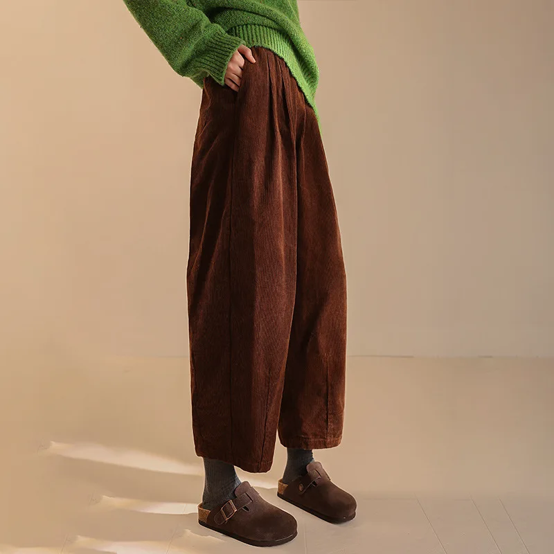 UMI MAO Cotton Corduroy Spring Autumn Pit Strips Nine Cent Balloon BOBO Pants Casual Pants Loose Japanese Korean Trousers