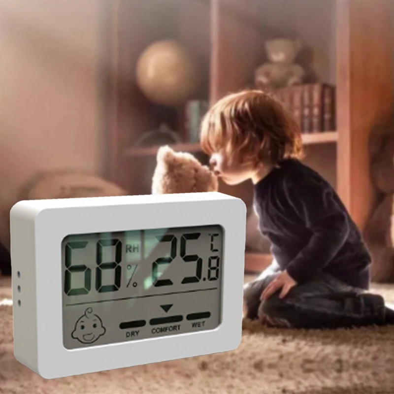 Mini higrómetro Digital LCD para interiores, higrómetro electrónico de temperatura, medidor de Sensor, termómetro electrónico para el hogar, Blanco duradero