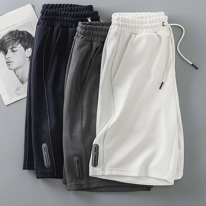 

Мужские спортивные брюки свободного кроя из быстросохнущего полиэстера для активного отдыха, летние повседневные штаны до колен в американском стиле