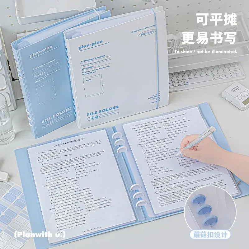 

✨ A4 Folders - Mushroom Snap School Organizer with Clear Loose-Leaf Inserts, 10-Pocket System for Teachers/Students