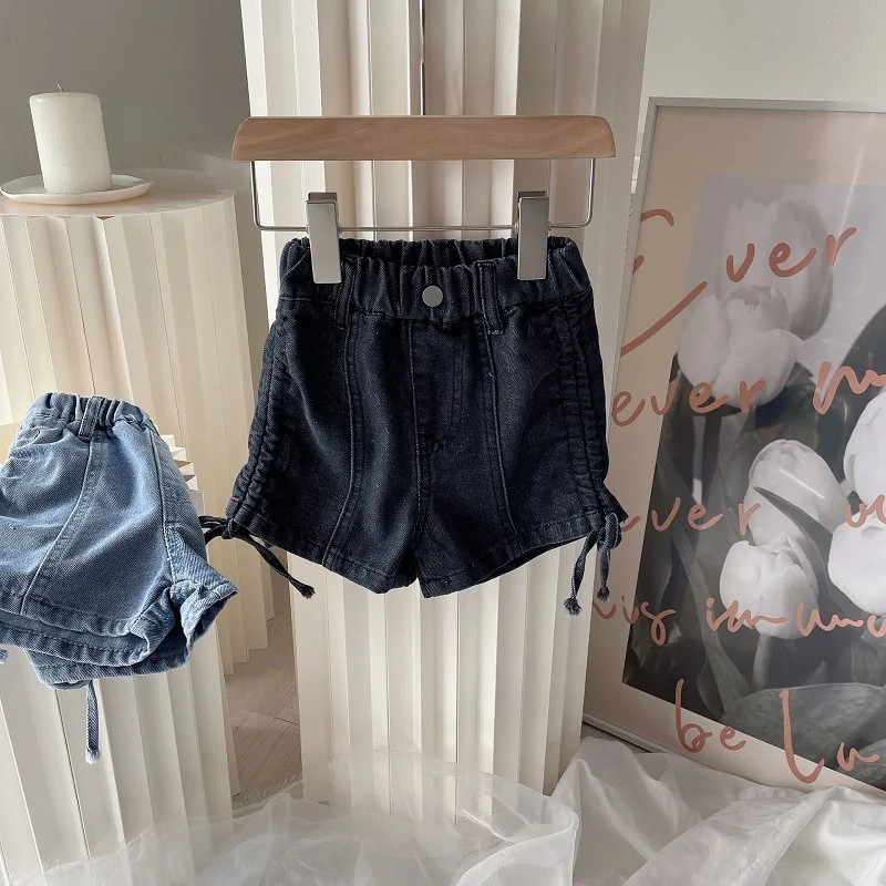 Fashion Baby Girl Casual Jean Shorts String Drawing Infant Toddler Child Denim Scanties Trousers Summer Baby Clothes 1-10Y