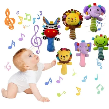 Sonajero sensorial para bebé, sonajeros de sonido de animales de peluche, empuñadura infantil, campana de mano, juguetes educativos para bebés recién nacidos de 0 a 12 meses