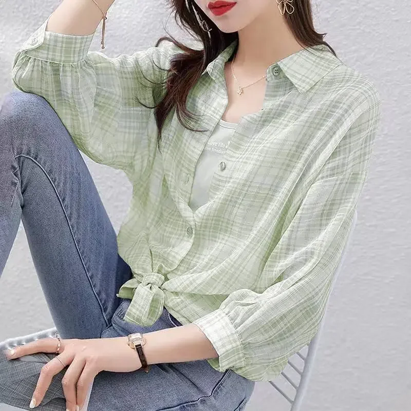 Button Up Shirts & Blouses For Women Thin Style Striped Economic Woman Top With Premium S Luxury Designer Elegant Chic Xl